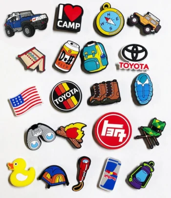 21 Pieces Outdoor/Camping Shoe Charms Men and Women Clog Sandal Decorations For Toyota FJ CRUISER Enthusiasts