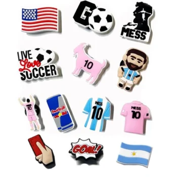 13 Pieces (+4 Surprise Charms) SOCCER-FUTBOL Unisex Shoe Charms for Clog Sandals - Shoes Decoration for Kids, Boys, Girls, Men and Women.